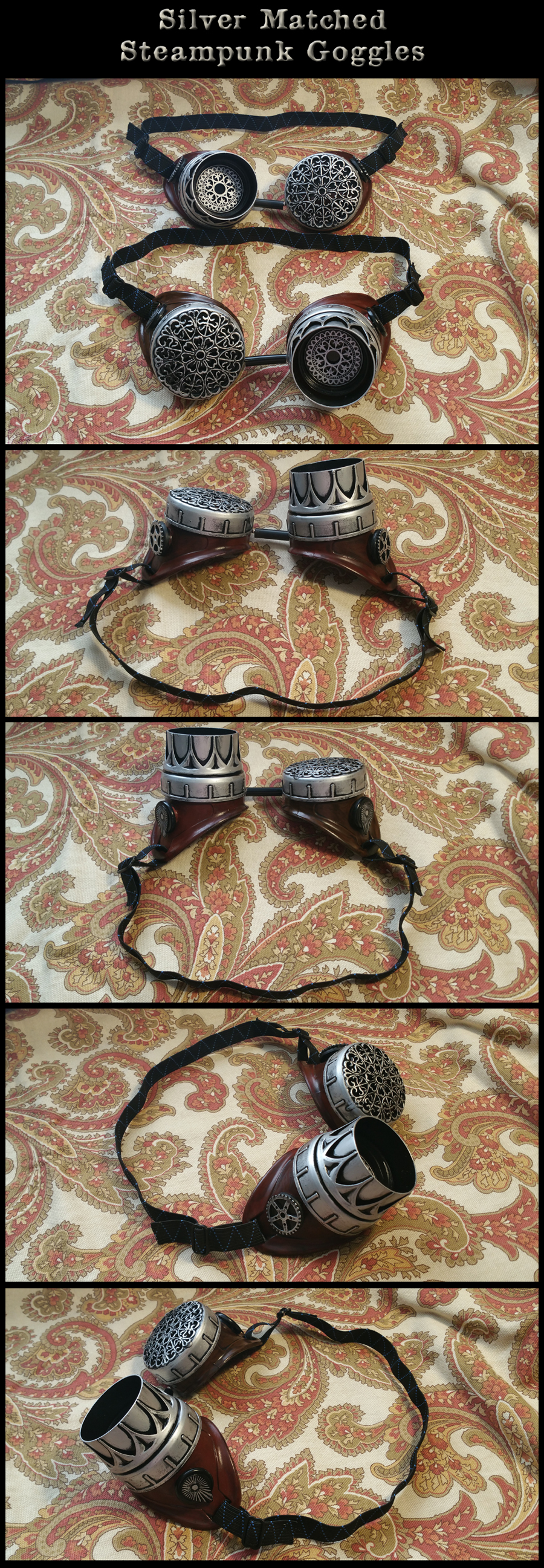 Matched Silver Steampunk Goggles