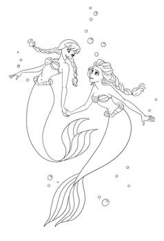 Anna and Elsa as Ariel I - Lineart