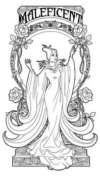 Maleficent - Art Nouveau - Lineart