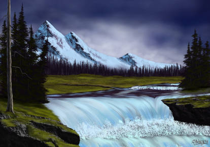 Landscape - Mountain and waterfall