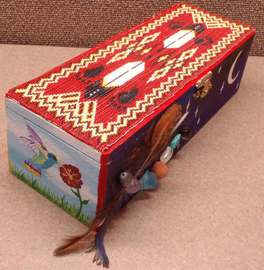 Beaded and painted keepsake box