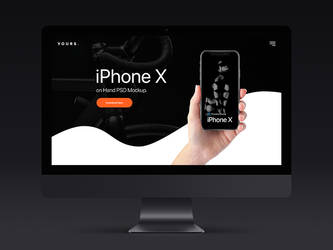Free Dark Banner - iPhone X on Hand Mockup