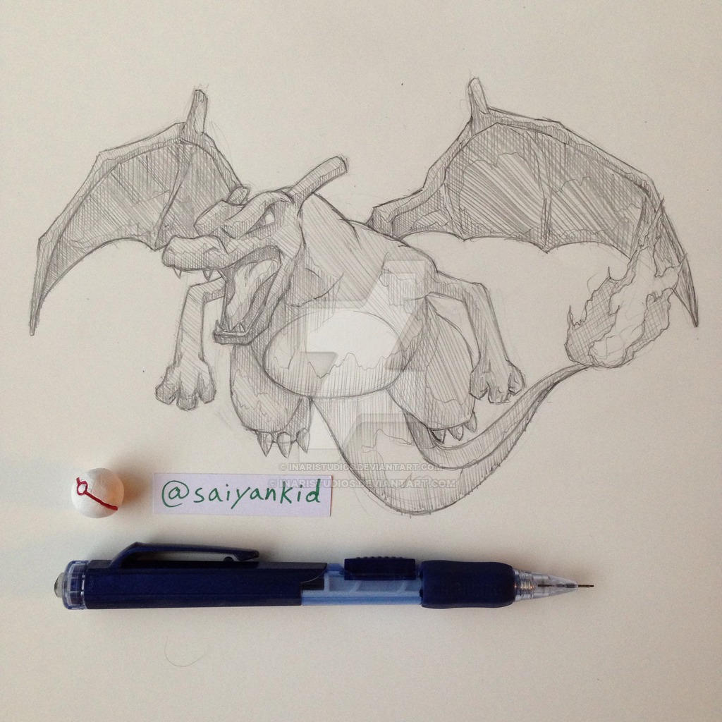 Charizard Writing Charizard Sketch by InariStudios on DeviantArt