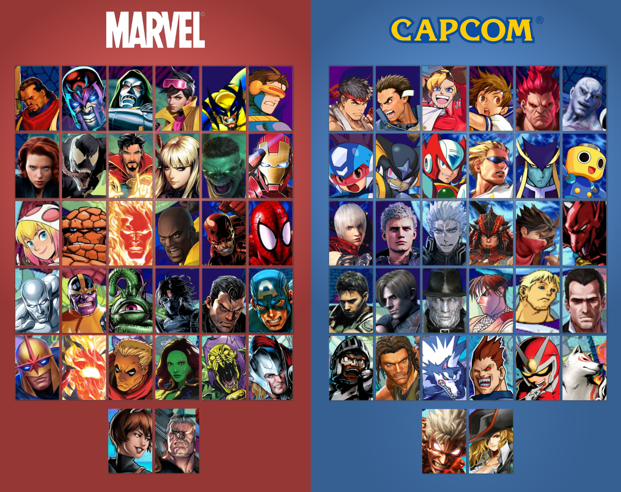 Capcom Vs Marvel Roster Screen My Marvel VS Capcom roster by WestDesk on DeviantArt
