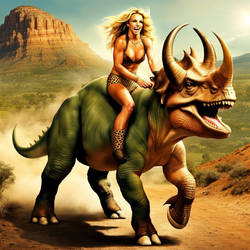 Britney Spears riding triceratops 