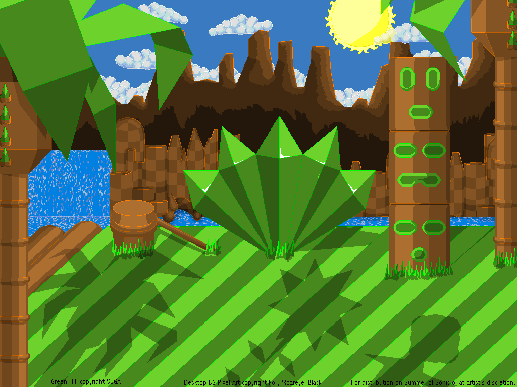 Sonic - Green Hill Zone Poster Emoldurado, Quadro em