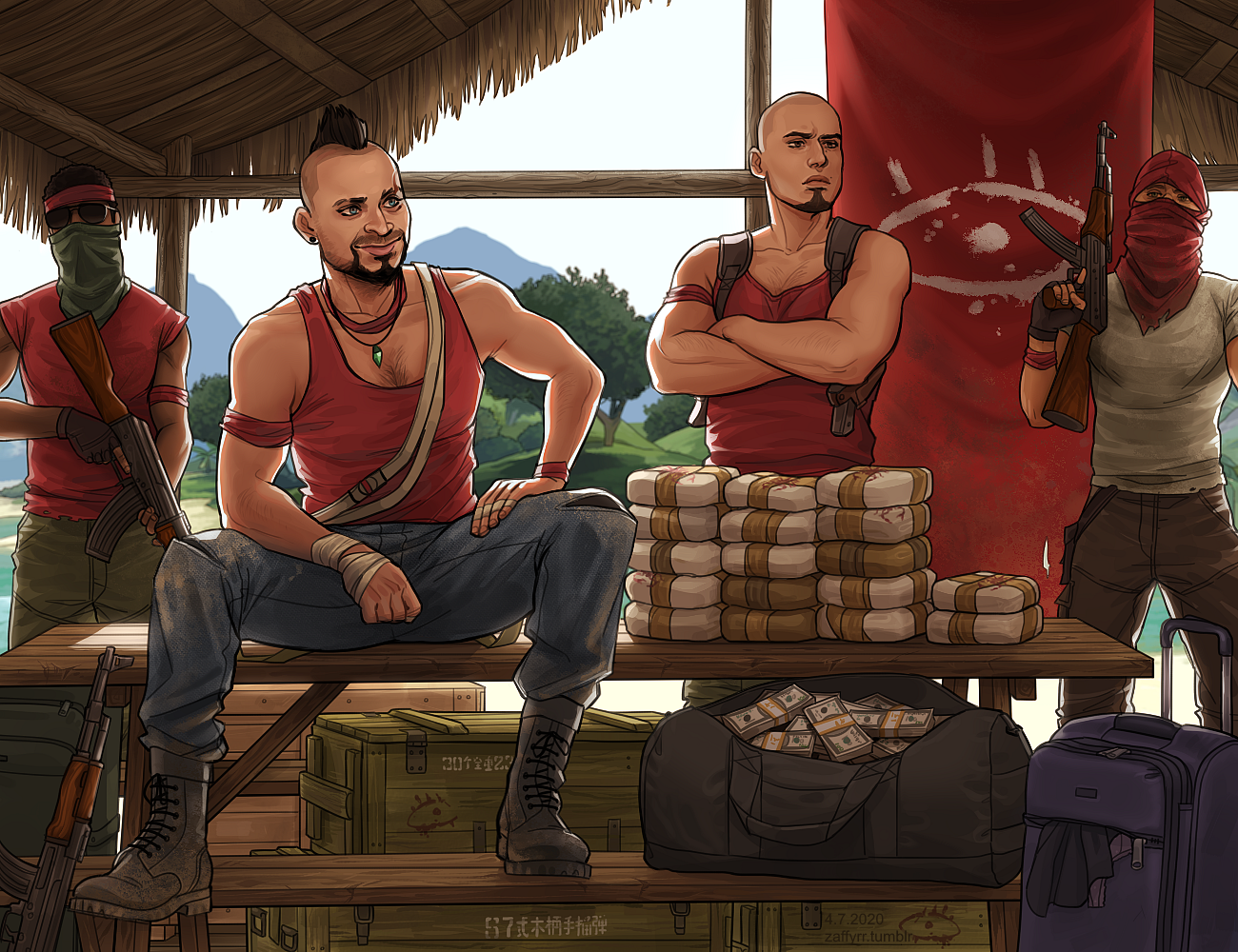 "Vaas Montenegro and my pirate character Santiago. like this. 