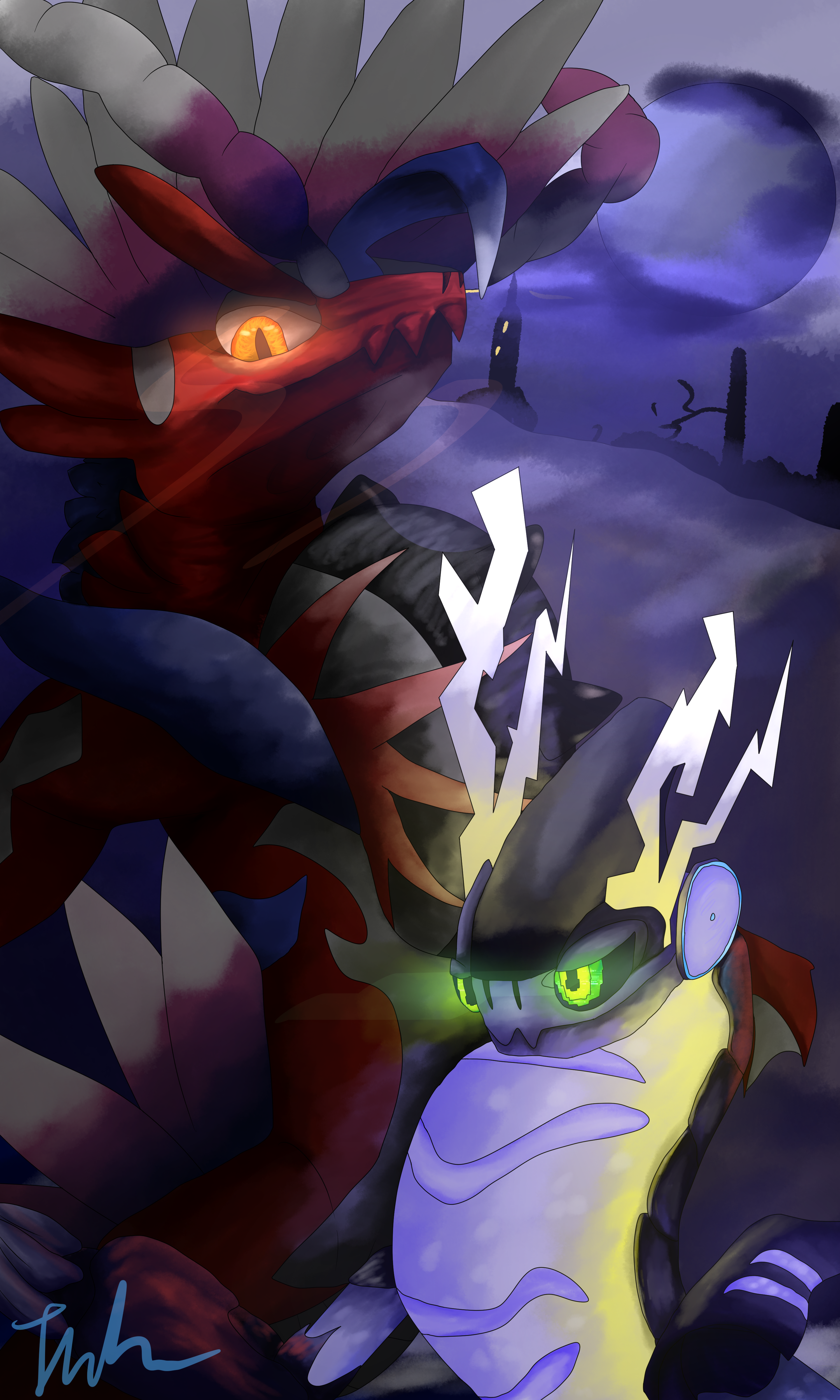 I made this fanart Miraidon vs Koraidon : r/pokemon