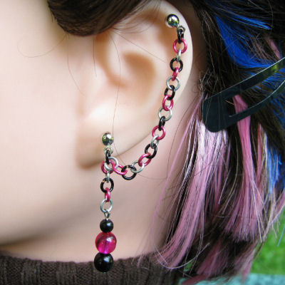 Pink and Black Earring