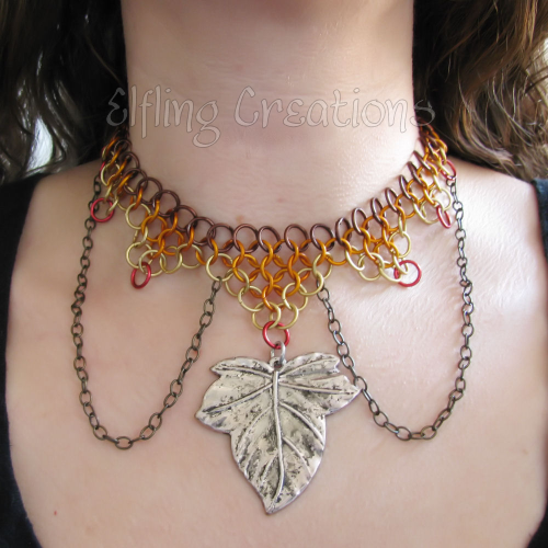 Autumn Leaf Chainmaille Necklace