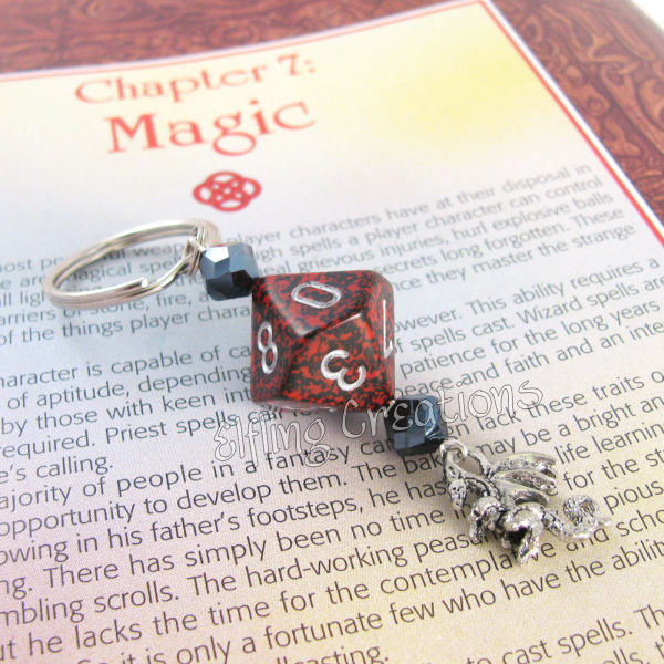 Red and Black Dragon Dice Keychain