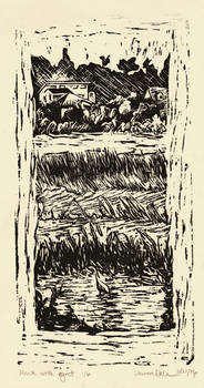 marsh with egret print