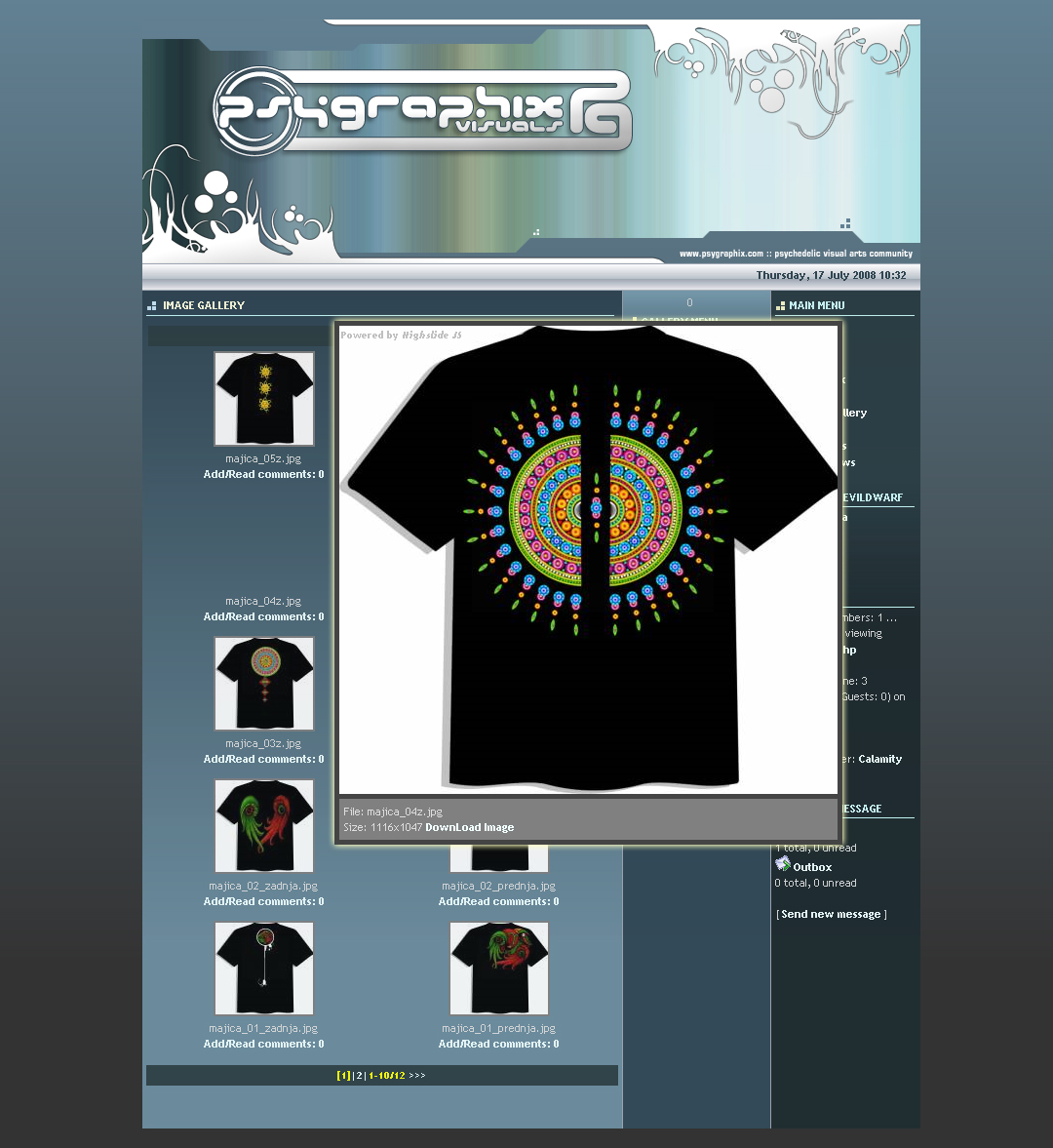 gallery page on psygfx portal