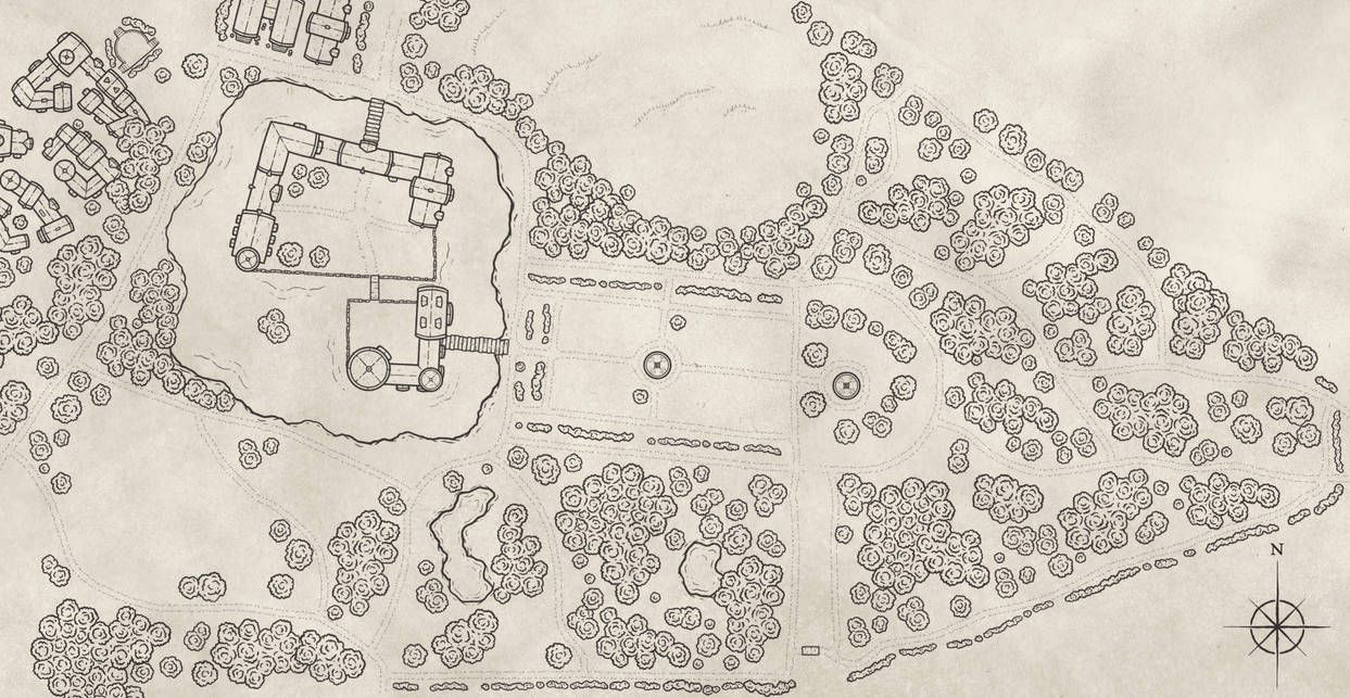 Ink Map of a castlepark by Mirhayasu on DeviantArt