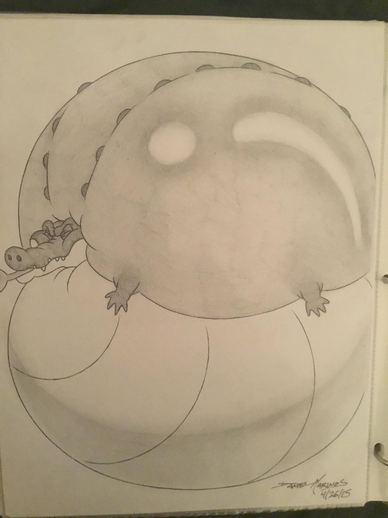 Crocodile inflation pencil drawing 2015 by doodledan86