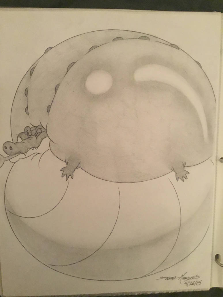 Crocodile inflation pencil drawing 2015 by doodledan86