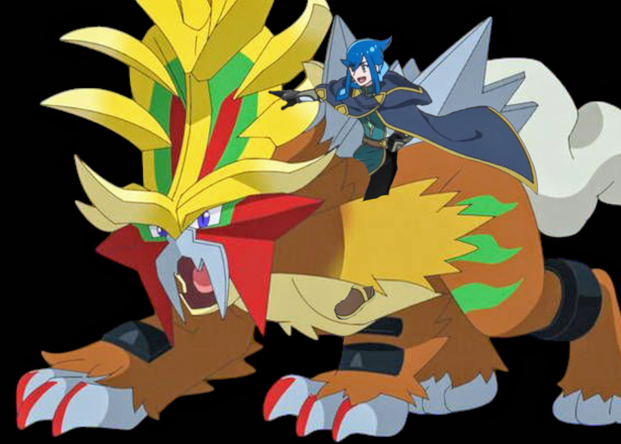 Entei Fire Lucius riding Entei (Gouging Fire) 2.0 by thatguy3245 on DeviantArt