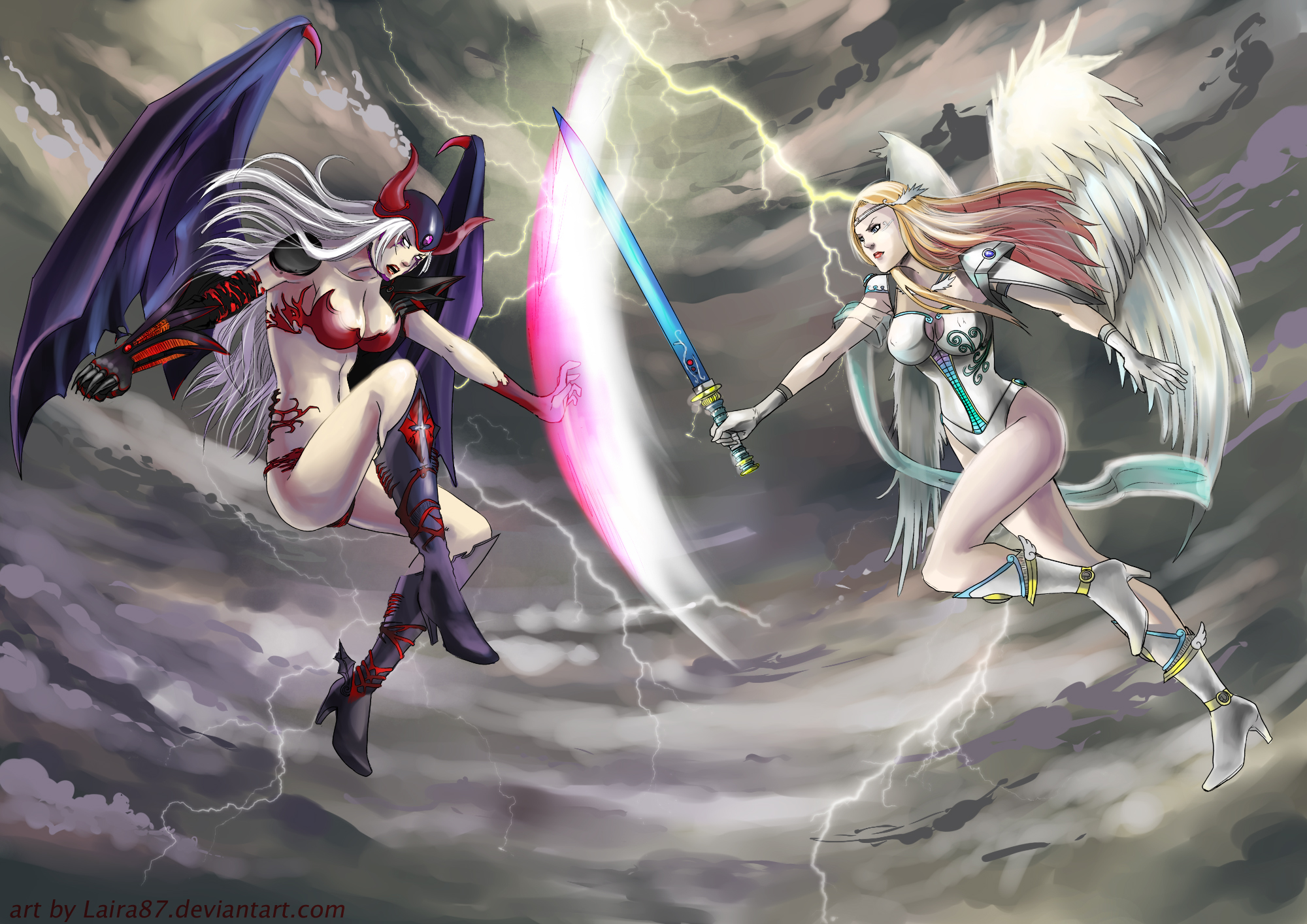 Angel and Demon fight