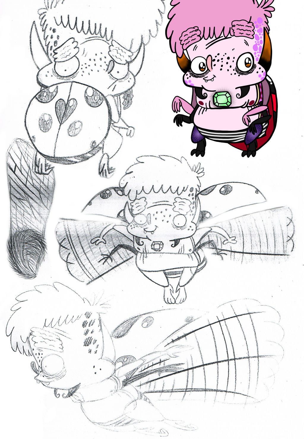 marty moville Ladybug Alien sketches