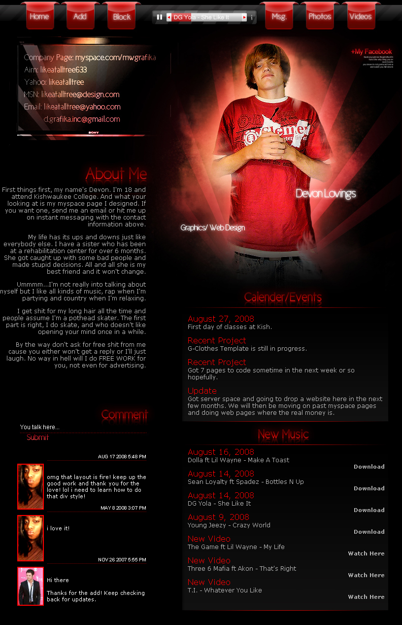 Red Myspace Layout - Web 2.0