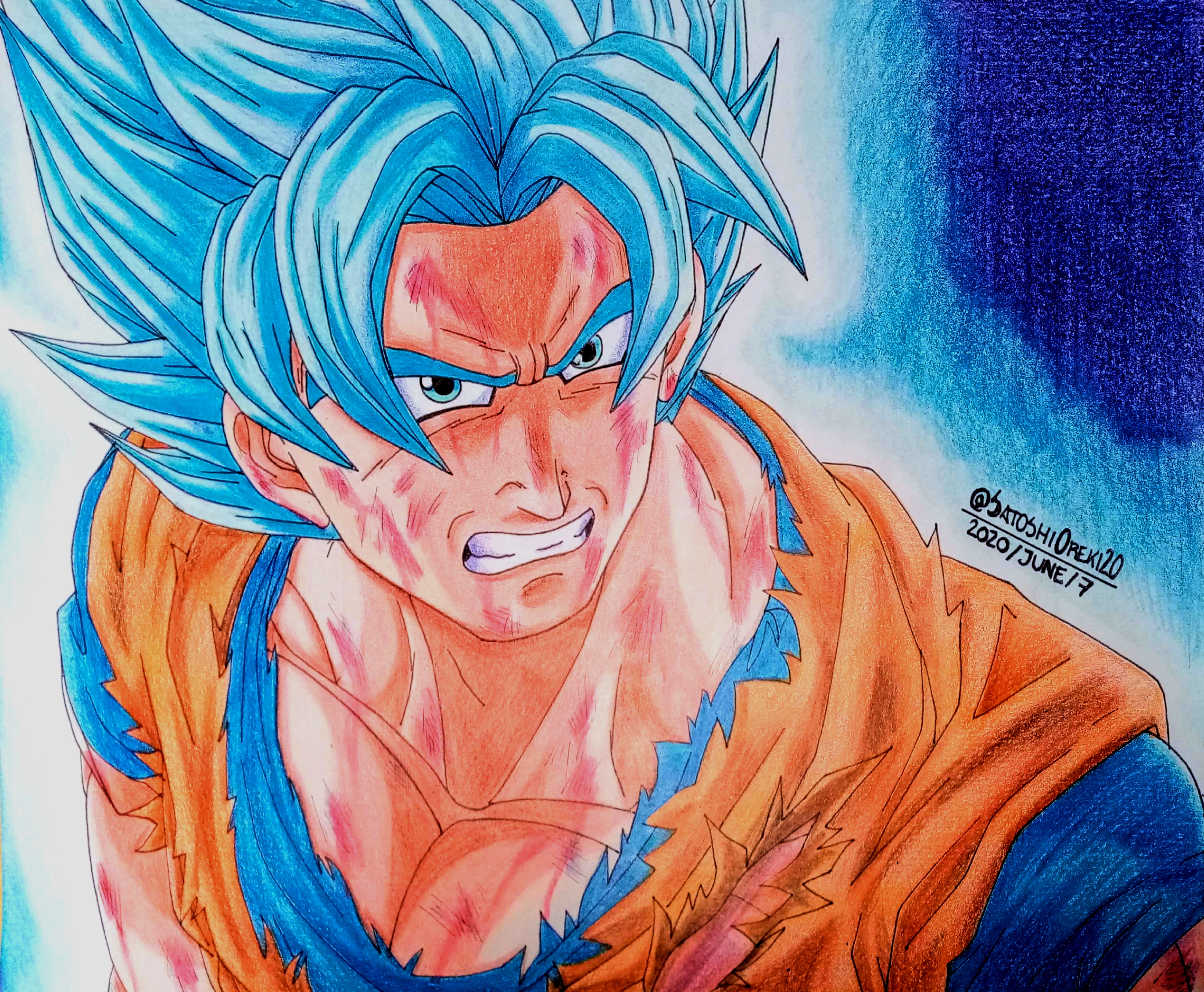 Redraw Super Saiyan Blue Goku (OC) : r/dbz