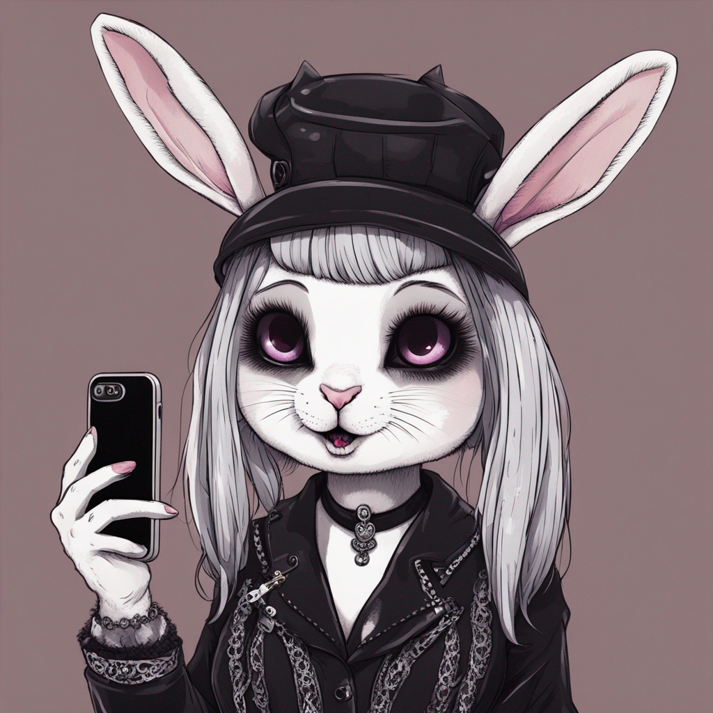 Rabbit dressed up as a goth girl taking a selfie by Goofygoof on DeviantArt