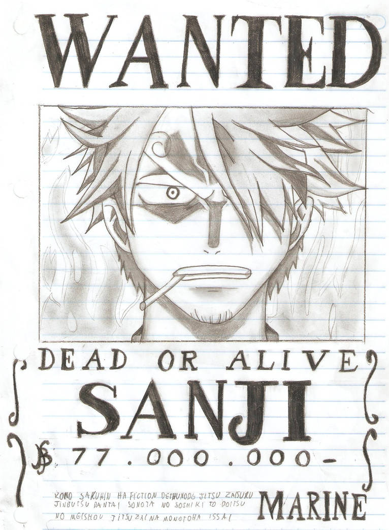 WANTED POSTER Sanji by UzumakiKaila on DeviantArt