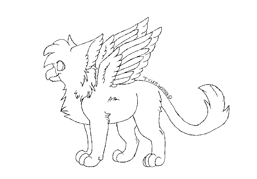 Baby griffin lineart