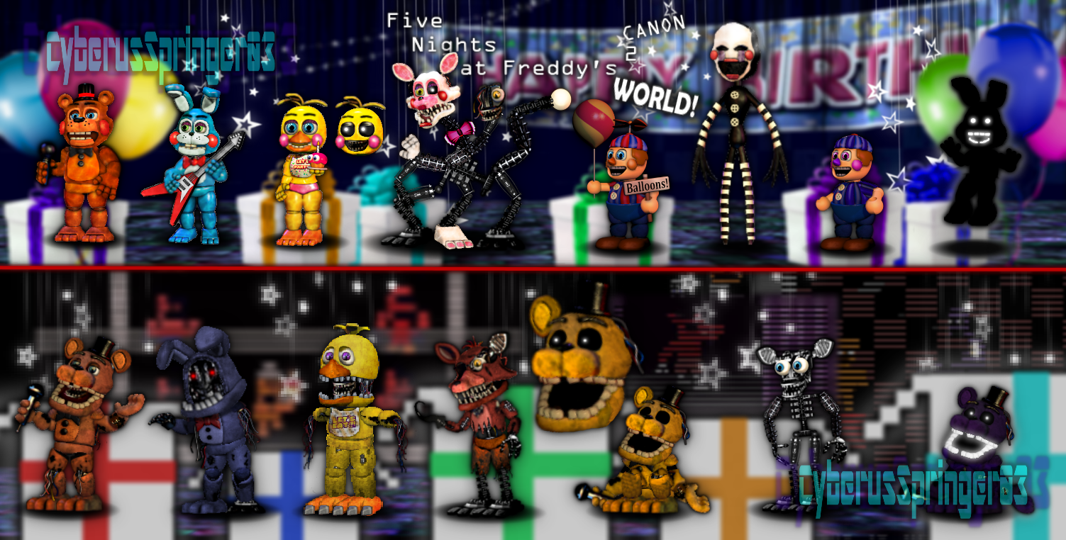 Fnaf sister location Characters Canon V2 by aidenmoonstudios on