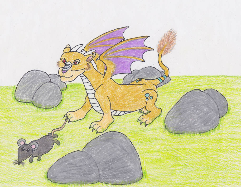 Dragonadopters Felidragon chaseing a mouse by Dragona97 on DeviantArt