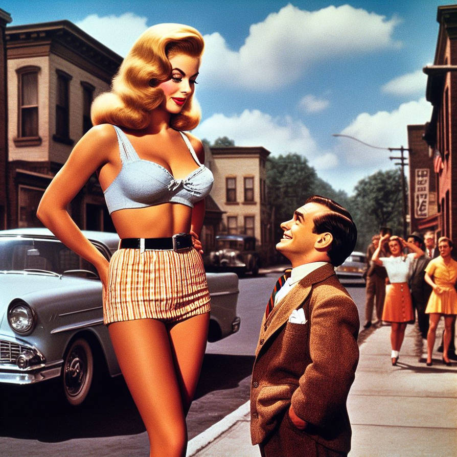 Mini Giantess sixties street by kukoch on DeviantArt
