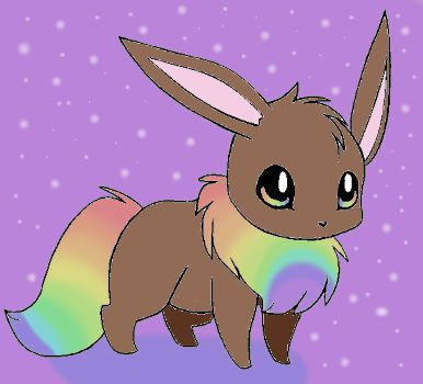 Rainbow Eevee by KamiTheManticore on DeviantArt
