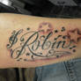 Robin tattoo stars music notes