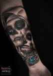 Dia de los muertos tattoo by Nick Limpens
