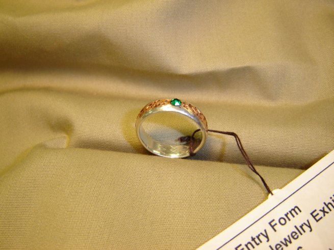 silver ring with copper inlay