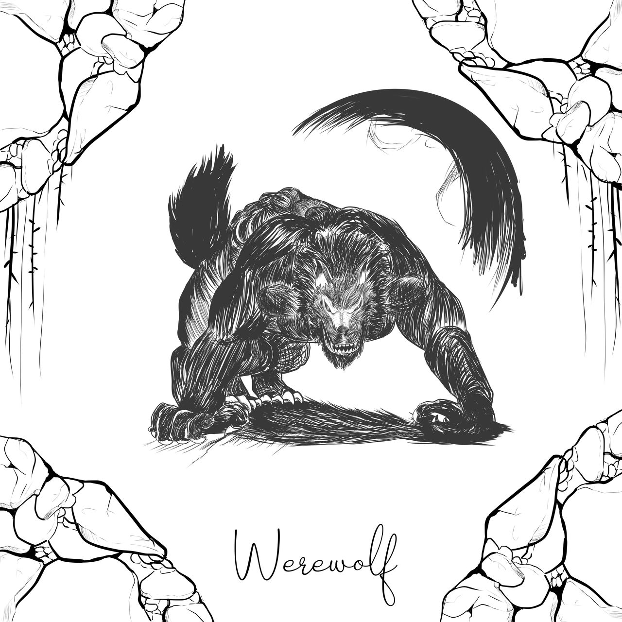 Werewolf - Lineart Illustration by MaskedPumki on DeviantArt