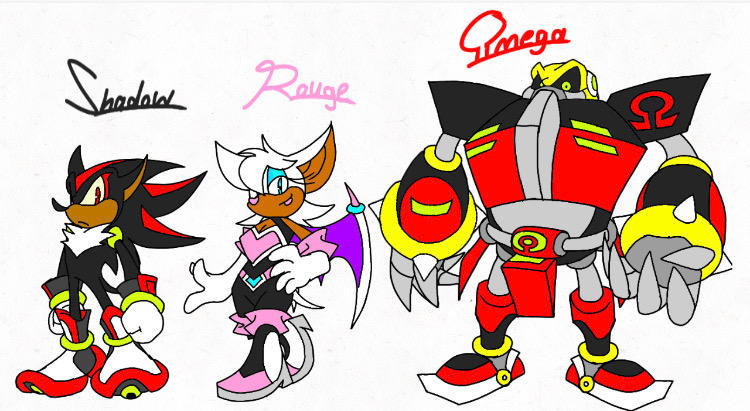 Shadow, Rouge Omega Redesigns by CalebArtboy15 on DeviantArt