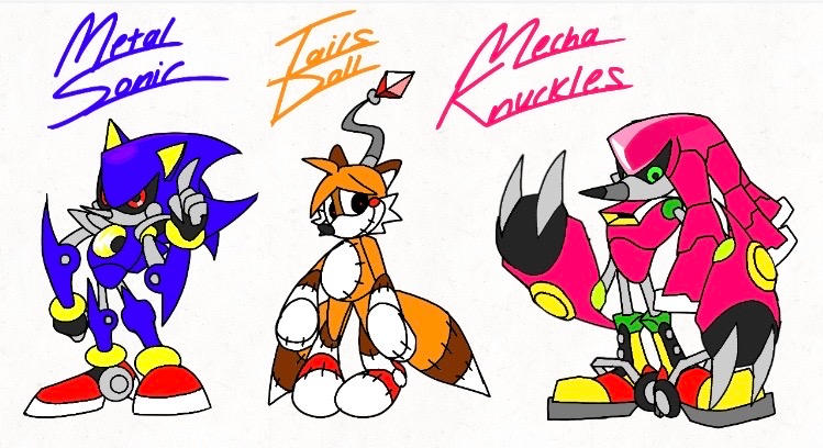 Metal Sonic, Tails Doll Mecha Knuckles Redesigns by CalebArtboy15 on ...