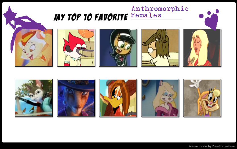 BBAngel's Top 10 Anthromorphic Females