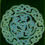 Green celtic knot glass work