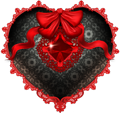Black and red heart with lace 120px