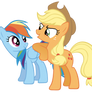 Applejack leaning on Rainbow
