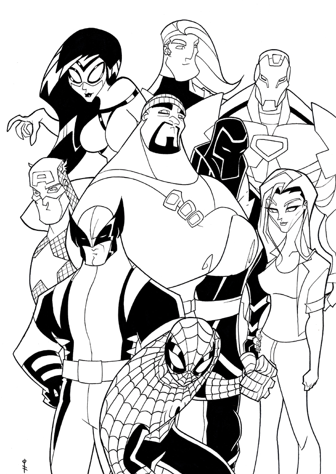 New Avengers Animated BW