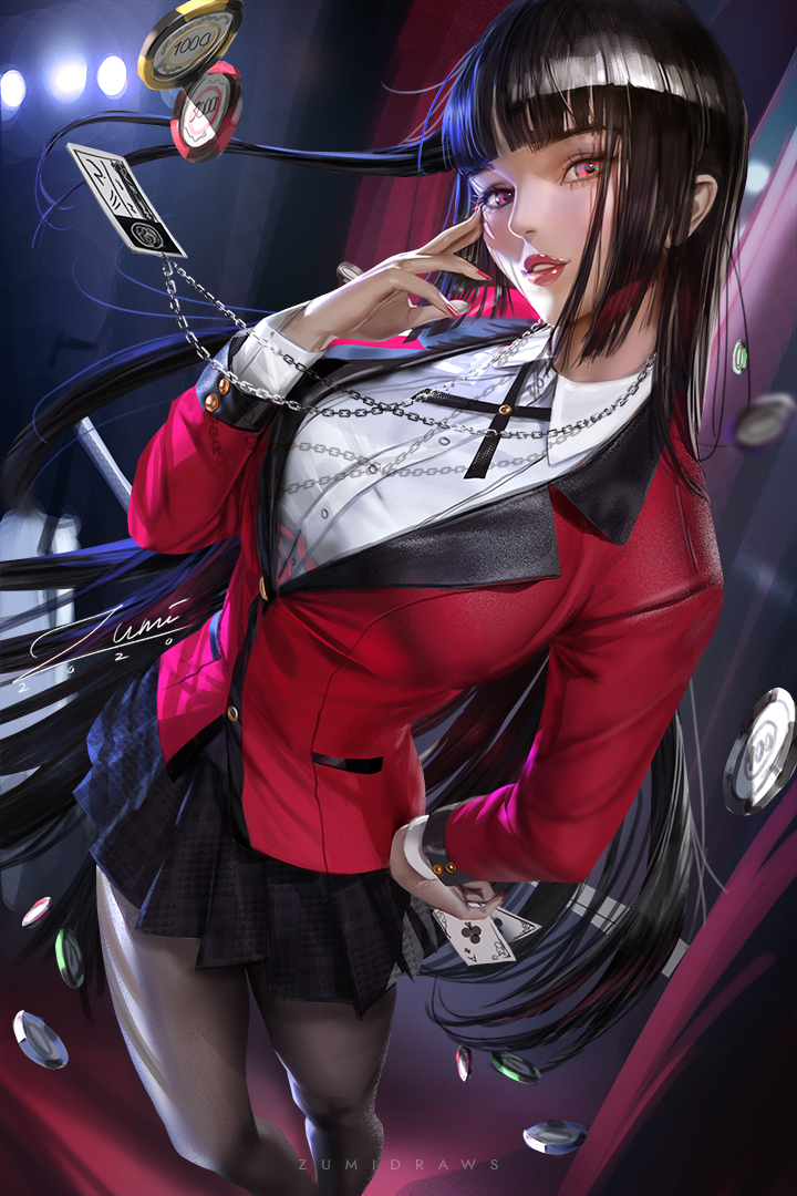 HD wallpaper: Jabami Yumeko, Kakegurui, zumidraws, anime, series, fan art