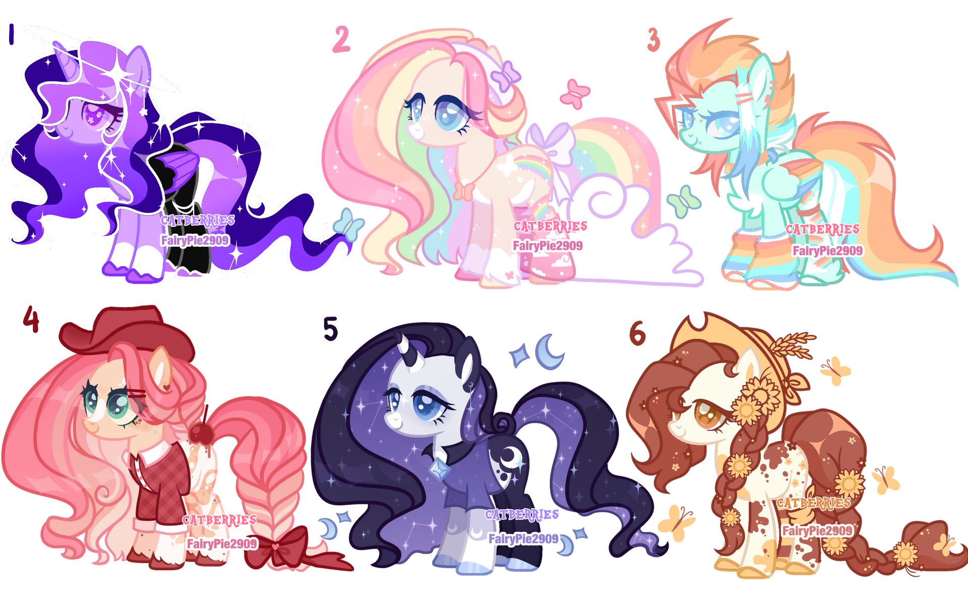 MANE 6 FUSION PONY ADOPT COLLAB by catberries on DeviantArt