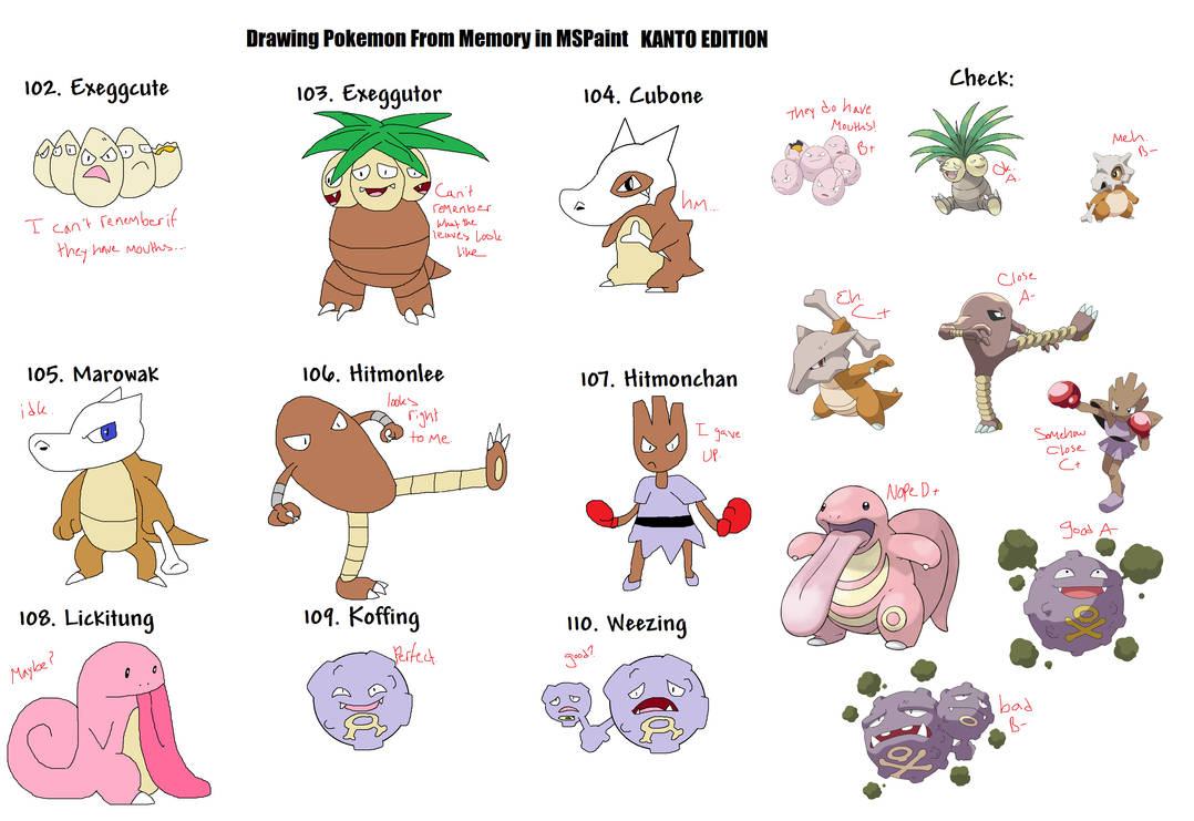 Drawing Pokemon From Memory V2: Kanto 12 by LightningtheWolf9 on DeviantArt