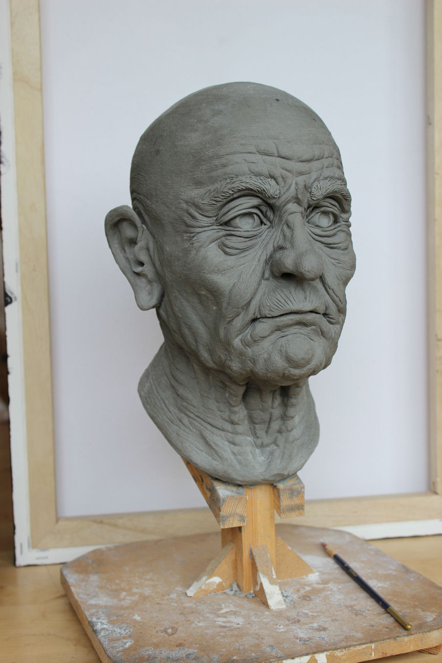 Wrinkley Old Man Head Sculpt