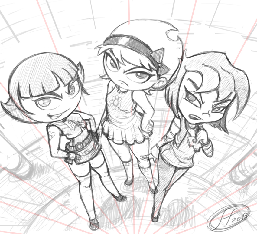 3 Bad Girls sketch