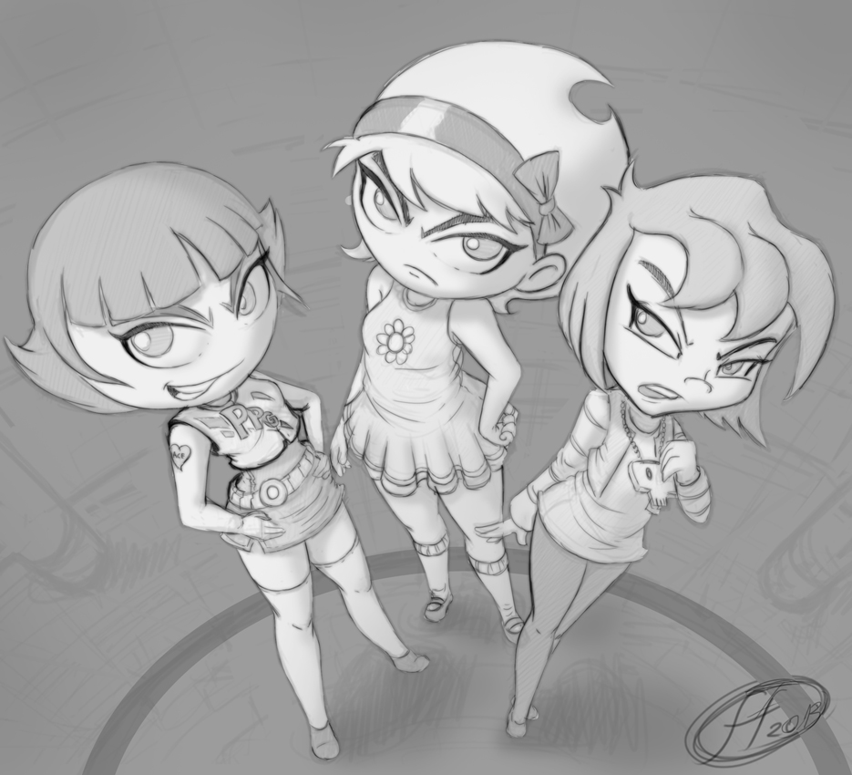 3 Bad Girls sketch 2