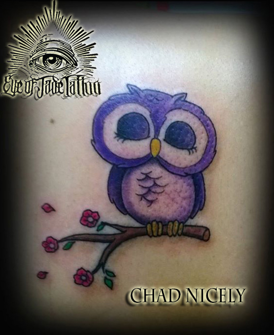 Cute Purple Owl Branch Tattoo by Chad Nicely by EyeofJadeTattoos on DeviantArt Cute Purple Owl Branch Tattoo by Chad Nicely by EyeofJadeTattoos on DeviantArt